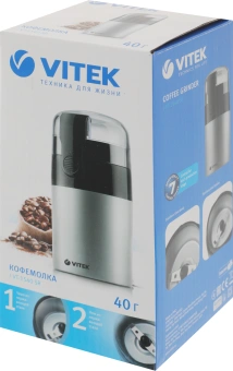 Кофемолка Vitek VT-1540 SR 120Вт сист.помол.:ротац.нож вместим.:40гр серебристый - купить недорого с доставкой в интернет-магазине