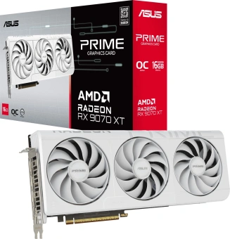 Видеокарта Asus PCI-E 5.0 PRIME-RX9070XT-O16GWHITE AMD Radeon RX 9070XT 16Gb 256bit GDDR6 2460/20000 HDMIx1 DPx3 HDCP Ret - купить недорого с доставкой в интернет-магазине
