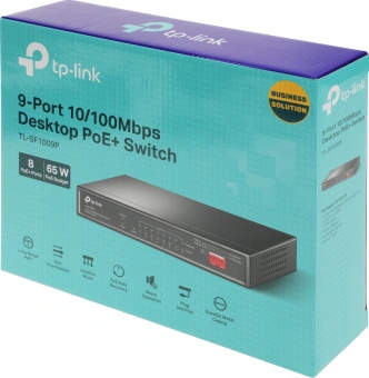 Коммутатор TP-Link TL-SF1009P 9x100Мбит/с 8PoE+ 65W неуправляемый - цена, купить или заказать с доставкой в интернет-магазине Коммутатор TP-Link TL-SF1009P 9x100Мбит/с 8PoE+ 65W неуправляемый - купить недорого с доставкой в интернет-магазине