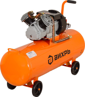 Компрессор поршневой Вихрь КМП-400/100 масляный 400л/мин 100л 2500Вт оранжевый - купить недорого с доставкой в интернет-магазине