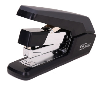 Степлер настольный Deli E0371black Exceed 24/6 26/6 26/8 (50листов) снижение усилия черный 100скоб коробка - купить недорого с доставкой в интернет-магазине