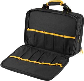 Сумка для инструментов Denzel 90295 10л 3отд. 28карм. черный/желтый - купить недорого с доставкой в интернет-магазине