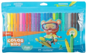 Фломастеры Deli EC161-24 Color Kids круг. конический пиш. наконечник Вентилируемый 24цв. пакет с европодвесом - купить недорого с доставкой в интернет-магазине