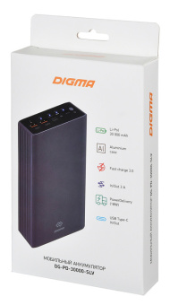 Мобильный аккумулятор Digma Power Delivery DG-PD-30000-SLV 30000mAh QC3.0/PD3.0 3A серебристый - купить недорого с доставкой в интернет-магазине
