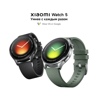 Смарт-часы Xiaomi Watch 5 47мм 1.54" AMOLED корп.серебристый рем.зеленый разм.брасл.:135-205мм (BHR07WPGL) - купить недорого с доставкой в интернет-магазине