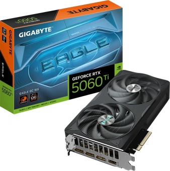 Видеокарта Gigabyte PCI-E 5.0 GV-N506TEAGLE OC-16GD 1.0 NVIDIA GeForce RTX 5060TI 16Gb 128bit GDDR7 2617/28000 HDMIx1 DPx3 HDCP Ret - купить недорого с доставкой в интернет-магазине