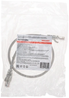 Патч-корд Rexant 02-0290-05 U/UTP RJ-45 вил.-вилка RJ-45 кат.6 0.5м серый LSZH - купить недорого с доставкой в интернет-магазине
