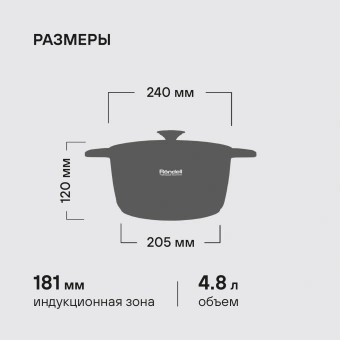 Кастрюля Rondell ArtDeco RDA-1254 4.8л. d=24см (с крышкой) черный - купить недорого с доставкой в интернет-магазине