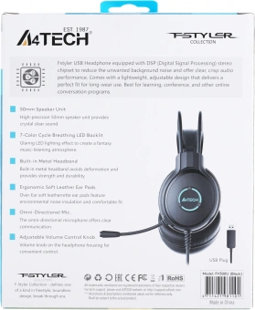 Наушники с микрофоном A4Tech Fstyler FH300U черный 2м мониторные USB оголовье (FH300U BLACK) - купить недорого с доставкой в интернет-магазине