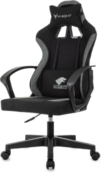 Кресло игровое Knight Optimum черный/серый с подголов. крестов. пластик - купить недорого с доставкой в интернет-магазине