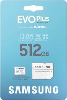 Флеш карта microSDXC 512GB Samsung MB-MC512SA/EU EVO Plus + adapter - купить недорого с доставкой в интернет-магазине