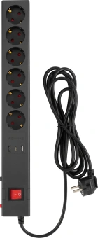 Сетевой фильтр Buro 600SE-1.8-USB-B 1.8м (6 розеток) черный (коробка) - купить недорого с доставкой в интернет-магазине