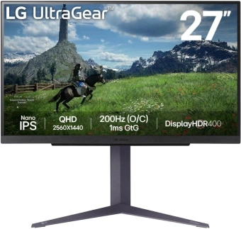 Монитор LG 27" UltraGear 27GS85Q-B черный IPS LED 16:9 HDMI матовая HAS 400cd 178гр/178гр 2560x1440 180Hz FreeSync DP 2K USB 6.2кг - купить недорого с доставкой в интернет-магазине