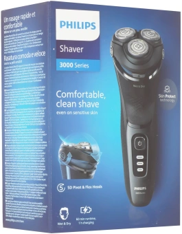 Бритва роторная Philips Series 3000 S3244/12 реж.эл.:3 питан.:аккум. серый - купить недорого с доставкой в интернет-магазине