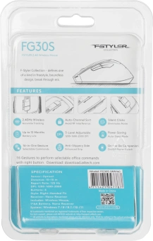 Мышь A4Tech Fstyler FG30S белый/серый оптическая 2000dpi silent беспров. USB 6but (FG30S WHITE) - купить недорого с доставкой в интернет-магазине