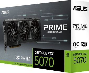 Видеокарта Asus PCI-E 5.0 PRIME-RTX5070-O12G NVIDIA GeForce RTX 5070 12Gb 192bit GDDR7 2557/28000 HDMIx1 DPx3 HDCP Ret - купить недорого с доставкой в интернет-магазине