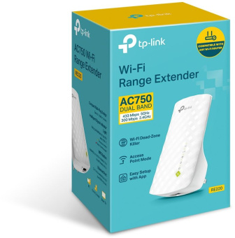 Повторитель беспроводного сигнала TP-Link RE220 AC750 10/100BASE-TX белый - купить недорого с доставкой в интернет-магазине