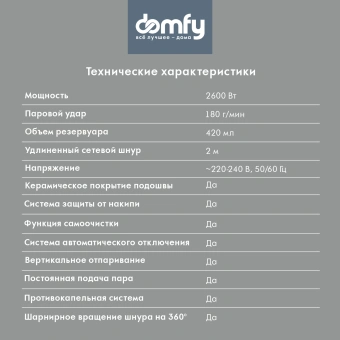 Утюг Domfy DSB-EI603 2600Вт черный - купить недорого с доставкой в интернет-магазине