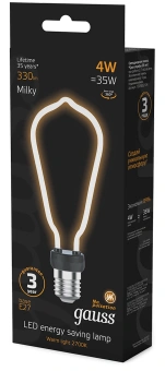Лампа светодиодная Gauss Filament 1005802104 4Вт цок.:E27 трубка 220B св.свеч.бел.теп. (упак.:10шт) - купить недорого с доставкой в интернет-магазине