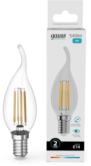 Лампа филам. Gauss Filament 8Вт цок.:E14 свеча св.свеч.бел.нейт. (упак.:10шт) (42128) - купить недорого с доставкой в интернет-магазине