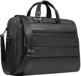 Деловая сумка мужская Piquadro Solm CA7025S141/N с отделением для ноутбука 14" черная натур.кожа - купить недорого с доставкой в интернет-магазине