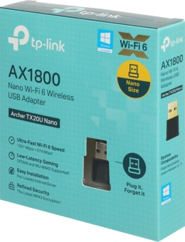 Сетевой адаптер Wi-Fi TP-Link Archer TX20U Nano AX1800 USB 2.0 (ант.внутр.) 2ант. - купить недорого с доставкой в интернет-магазине