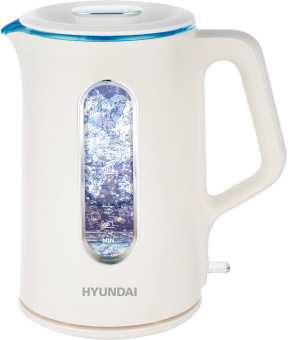 Чайник электрический Hyundai HYK-G8888 1.5л. 1700Вт кремовый/прозрачный корпус: стекло - купить недорого с доставкой в интернет-магазине