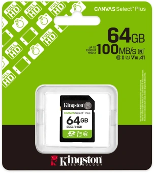 Флеш карта SDXC 64GB Kingston SDS3/64GB Canvas Select Plus V10 w/o adapter - купить недорого с доставкой в интернет-магазине