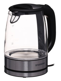 Чайник электрический Starwind SKG5210 1.7л. 2200Вт черный/серебристый (корпус: стекло) - купить недорого с доставкой в интернет-магазине