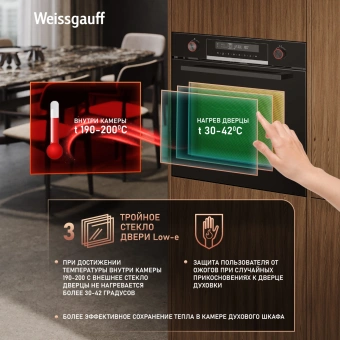 Духовой шкаф Электрический Weissgauff EOM 751 PDB Black Edition черный - купить недорого с доставкой в интернет-магазине