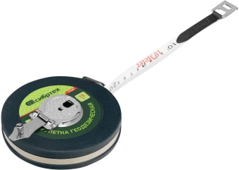 Рулетка геодезическая Сибртех 31260 дл.полотна 10м изм.шкала в см зацеп простой зеленый - купить недорого с доставкой в интернет-магазине