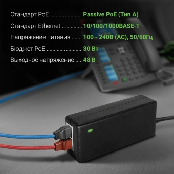Инжектор PoE Digma DNP30W48GTAP 10/100/1000BASE-T 30Вт 100-240В(АС) - купить недорого с доставкой в интернет-магазине