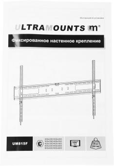 Кронштейн для телевизора Ultramounts UM815F черный 60"-100" макс.75кг настенный фиксированный - купить недорого с доставкой в интернет-магазине