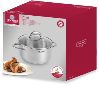 Кастрюля Rondell Point RDS-1312 4.8л. d=24см (с крышкой) стальной - цена, купить или заказать с доставкой в интернет-магазине Кастрюля Rondell Point RDS-1312 4.8л. d=24см (с крышкой) стальной - купить недорого с доставкой в интернет-магазине