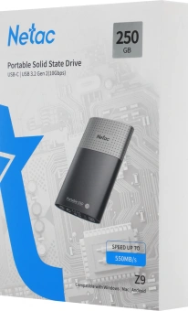 Накопитель SSD Netac USB-C 250GB NT01Z9-250G-32BK Z9 черный - купить недорого с доставкой в интернет-магазине