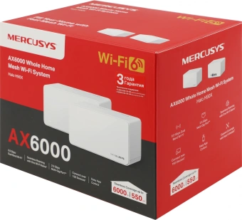 Бесшовный Mesh роутер Mercusys Halo H90X(2-pack) AX6000 10/100/1000BASE-TX белый (упак.:2шт) - купить недорого с доставкой в интернет-магазине