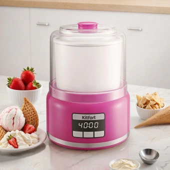 Мороженица Kitfort КТ-1851 20Вт 2000мл. розовый - купить недорого с доставкой в интернет-магазине