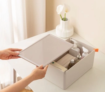 Короб для хранения Deli XDM14grey 1отд. 317x212x135мм серый/серый пластик - купить недорого с доставкой в интернет-магазине