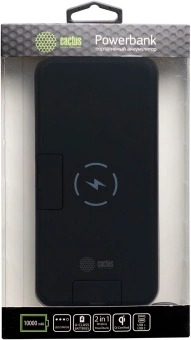 Мобильный аккумулятор Cactus CS-PBFSQT-10000 10000mAh QC/PD 18W 3A USB-A/USB-C беспров.зар. черный - купить недорого с доставкой в интернет-магазине
