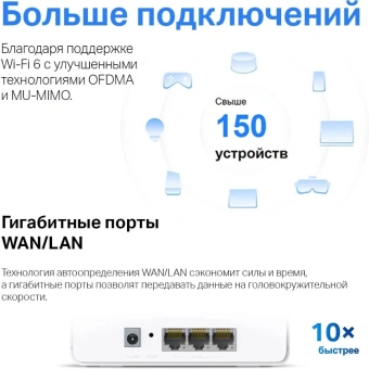 Бесшовный Mesh роутер Mercusys Halo H80X(3-pack) AX3000 10/100/1000BASE-TX белый (упак.:3шт) - купить недорого с доставкой в интернет-магазине
