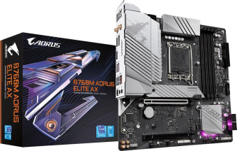 Материнская плата Gigabyte B760M AORUS ELITE AX Soc-1700 Intel B760 4xDDR5 mATX AC`97 8ch(7.1) 2.5Gg RAID+HDMI+DP - купить недорого с доставкой в интернет-магазине