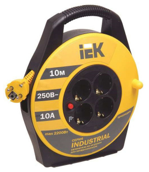 Сетевой удлинитель IEK Industrial 10м (4 розетки) черный/желтый (пакет ПЭ) - купить недорого с доставкой в интернет-магазине