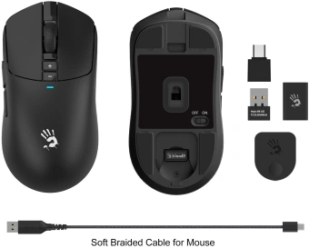 Мышь A4Tech Bloody R72 Ultra черный оптическая 20000dpi беспров. USB-C 7but - купить недорого с доставкой в интернет-магазине