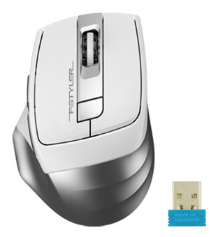 Мышь A4Tech Fstyler FB35 белый/серый оптическая (2000dpi) беспроводная BT/Radio USB для ноутбука (6but) - купить недорого с доставкой в интернет-магазине