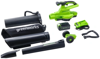 Воздуходувка-измельчитель Greenworks 2406907UG пит.:от аккум. зеленый - купить недорого с доставкой в интернет-магазине