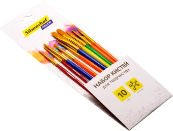 Набор кистей Silwerhof Color (наб.10шт) синт.кр.№2,3/плос.№3,6,7,12/овал.№3,10 - купить недорого с доставкой в интернет-магазине