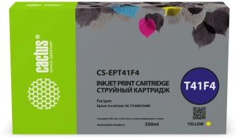 Картридж струйный Cactus CS-EPT41F4 T41F4 желт.пигм. (350мл) для Epson SureColor SC-T5400M/SC-T3405/SC-T5405 с чипом - купить недорого с доставкой в интернет-магазине