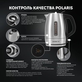 Чайник электрический Polaris PWK 1865CA 1.8л. 2200Вт сталь корпус: нерж.сталь (025429) - купить недорого с доставкой в интернет-магазине