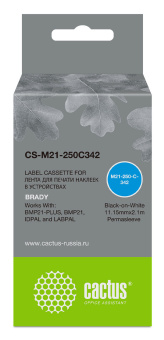 Картридж ленточный Cactus CS-M21-250C342 черный на белом 11.15x2.1 для Brady BMP21-PLUS, BMP21, BMP21-LAB - купить недорого с доставкой в интернет-магазине