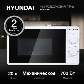 Микроволновая Печь Hyundai HYM-M2003 20л. 700Вт белый - купить недорого с доставкой в интернет-магазине